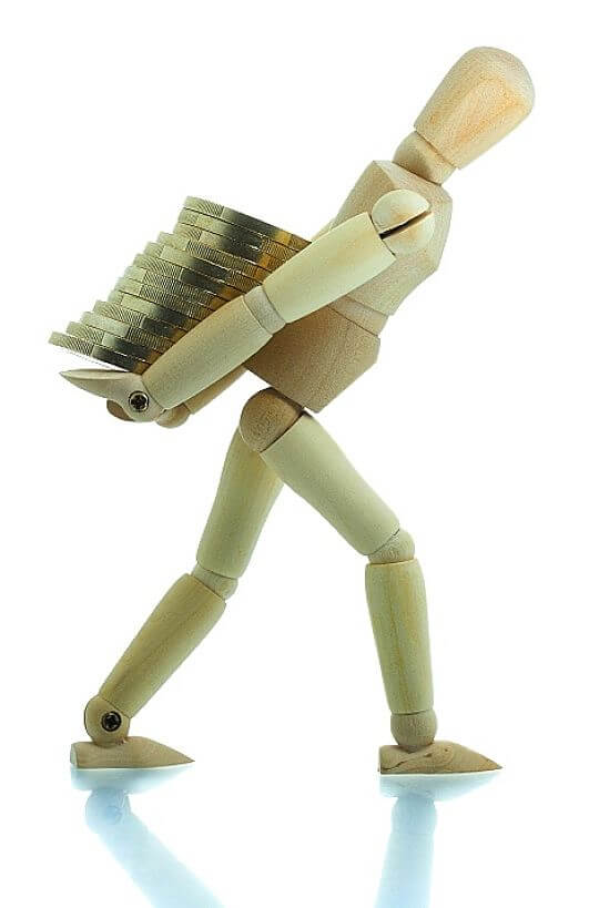 Manikin carrying coins on back